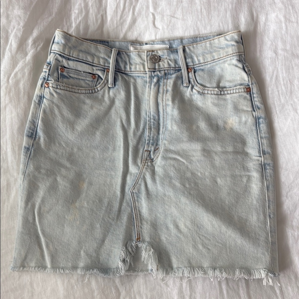 MOTHER The Sacred Slit Denim Mini Jean Skirt Size 24